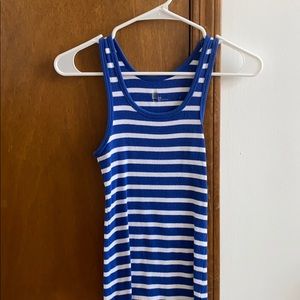 Blue and white striped tank